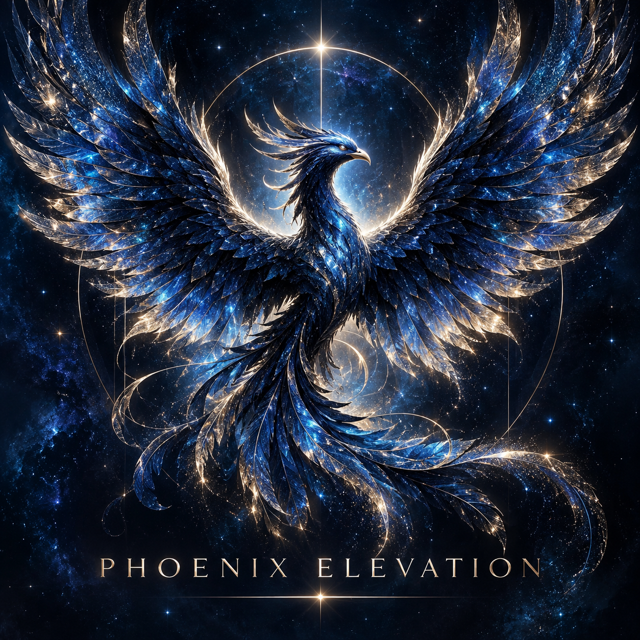 Phoenix Elevation — modrý fénix se zlatými akcenty